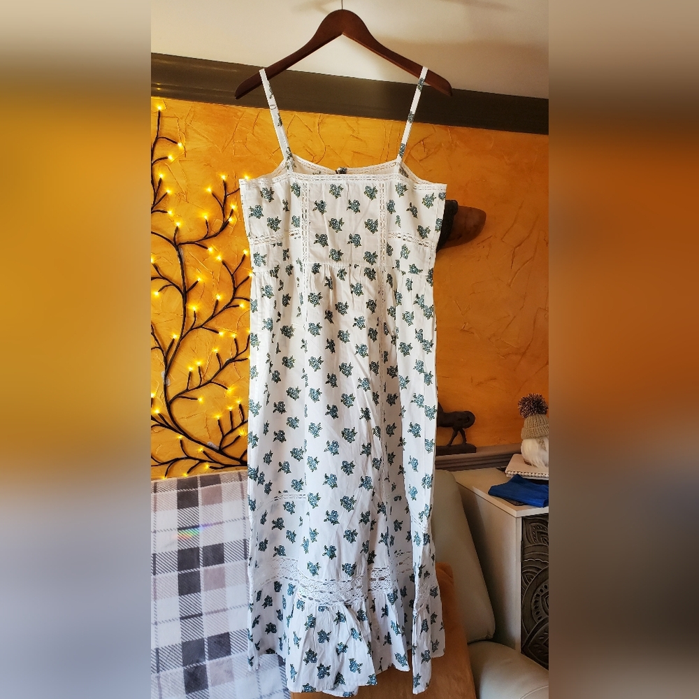 Spell White, Blue and Green Floral Maxi Dress Size Large - Picture 4 of 12